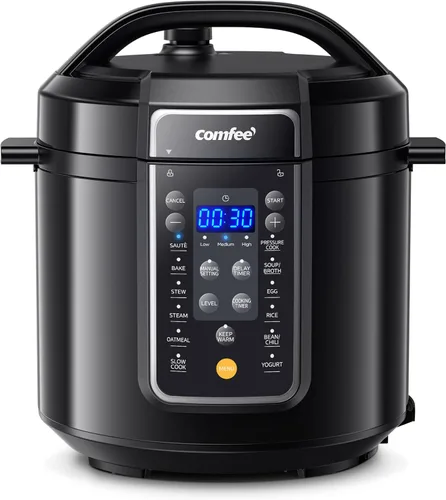 Vista 8 de COMFEE' Olla a presión eléctrica pequeña 7 en 1, olla de cocción lenta, vaporera, salteado, cocción al vacío, calentador, olla múltiple con olla