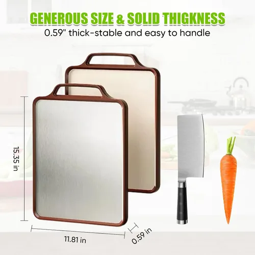 Vista 4 de Tabla de cortar de titanio para cocina, tabla de cortar de doble cara de grado alimenticio para carne, frutas y verduras