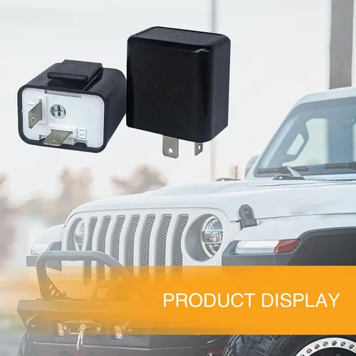 Vista 3 de 4 relés de señal de giro de auto ajustable impermeable de 2 pines, relé LED universal duradero para camiones, SUV, automóviles (negro)