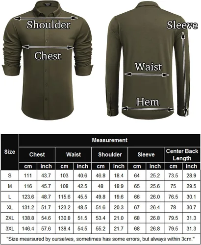 Vista 6 de COOFANDY Camisas de vestir casuales con botones y manga larga para hombre