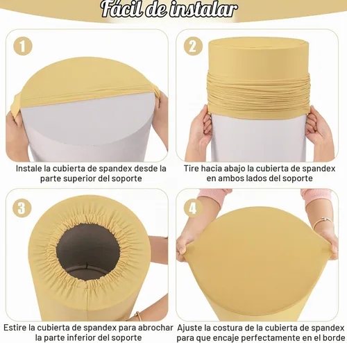 Vista 5 de Fivenl Juego de 5 fundas de pie cilíndrico de elastano, juego de 5 fundas elásticas para zócalo, mesa de postre, cubierta de pilares para accesorios