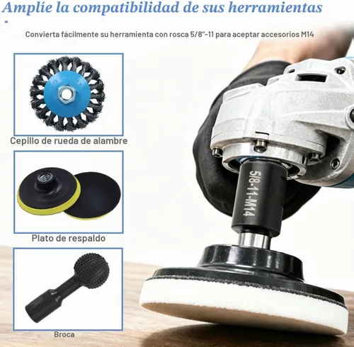 Vista 5 de Wolfride Adaptador de accesorio para amoladora angular M14 de 5/8-11 a hembra a M14 adaptador macho (2 piezas)