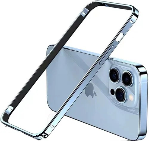 Vista 21 de Funda rígida delgada con marco de aluminio para iPhone 13 Pro, armadura de marco de metal con protección interior suave, protección de borde elevado