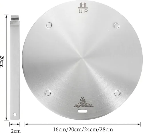 Vista 3 de Grouarty - Placa difusora de calor de 6.3 pulgadas, adaptador de inducción de cocina de acero inoxidable para placa de cocción eléctrica de vidrio
