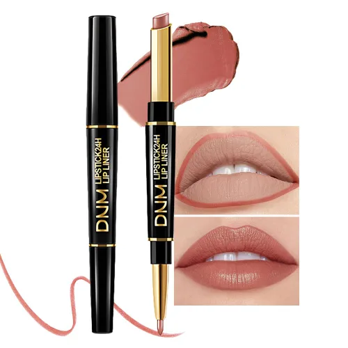 Vista 8 de evpct Juego de 1 lápiz labial y delineador de labios rojo rubí para mujer, kit mate con delineador de labios, manchas de labios duraderas
