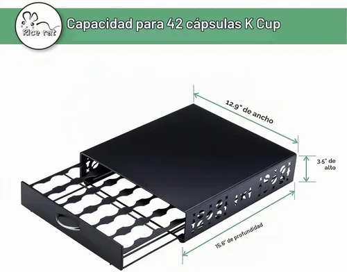Vista 2 de K Cup Pod - Cajón superior de hierro, soporte para cápsulas de café, compatible con almacenamiento de cápsulas, 42 K cup (negro)