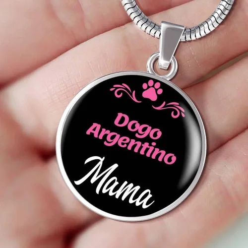 Vista 8 de Express Your Love Gifts Dogo Argentino - Collar con colgante circular de acero inoxidable o oro de 18 quilates, 18-22 pulgadas, colgante de perro
