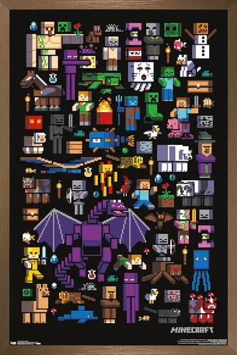 Vista 16 de Trends International Minecraft - Póster de pared de Mobbery, 14.725 x 22.375 pulgadas, versión con marco de madera tipo granero