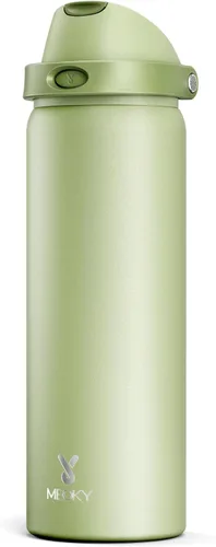 Vista 53 de Botella de agua de 24 onzas para el día de San Valentín: Botella de agua de acero inoxidable Meoky con popote y tapa de boquilla, a prueba de fugas