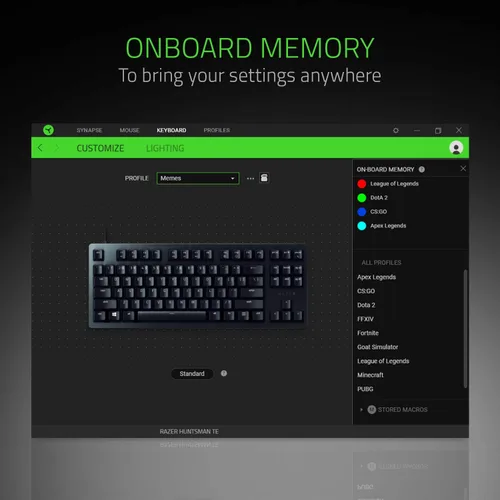 Vista 7 de Razer - Teclado gaming de tamaño mini 60 Huntsman