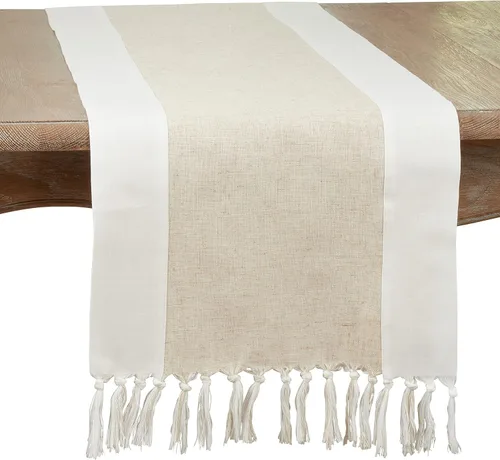 Vista 6 de SARO LIFESTYLE Bridger Collection - Manteles individuales de mesa de dos tonos (juego de 4), 14 x 20 pulgadas, natural