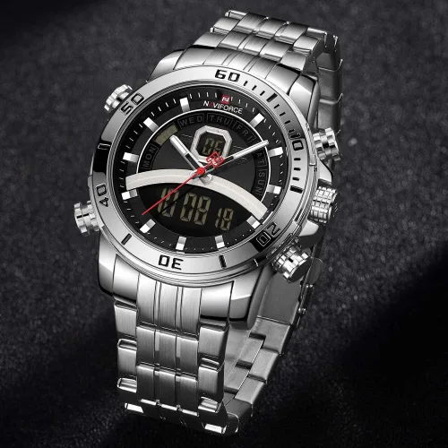 Vista 2 de Moda marca de lujo acero inoxidable reloj cuarzo relojes cronógrafo impermeable Relogio Masculino
