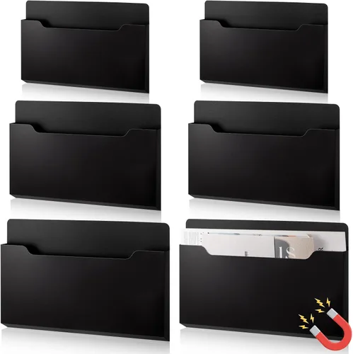 Vista 21 de Fuutreo Organizador magnético de archivos de pared, 6 unidades, soporte magnético para archivos de pared, frigorífico, revistas, papel para cartas