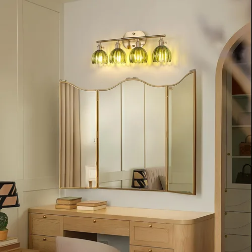 Vista 182 de Shenmoyl Lámparas de baño, lámpara de pared de 2 luces para tocador sobre espejo con pantalla de vidrio tulipán blanco para dormitorio, sala