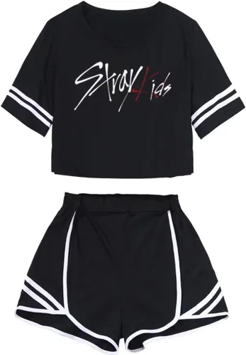 Vista 2 de JUNG KOOK Kpop Stray Kids - Conjunto de camiseta y pantalones cortos Hyunjin Felix Leeknow Bangchan Changbin Seungmin