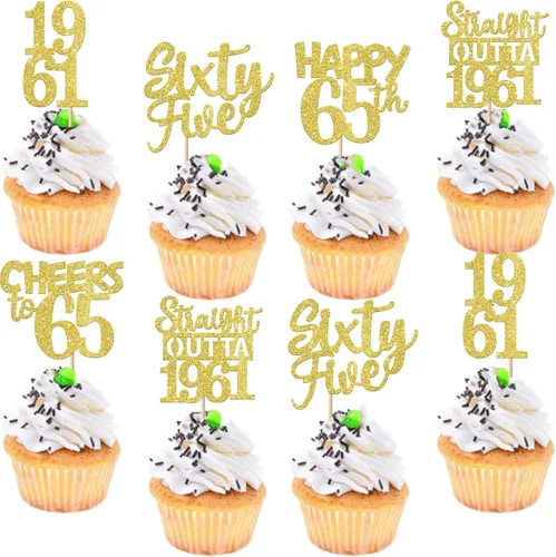 Vista 58 de 30 piezas negras para cupcakes de 10.º cumpleaños con purpurina Ten Happy 10 Straight Outta 2016 para saludos a 10 años 10 cumpleaños, boda Negro