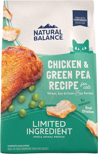 Vista 10 de Natural Balance Alimento seco para gatos adultos sin granos de ingredientes limitados, receta de pato reserva y guisantes verdes, 10 libras
