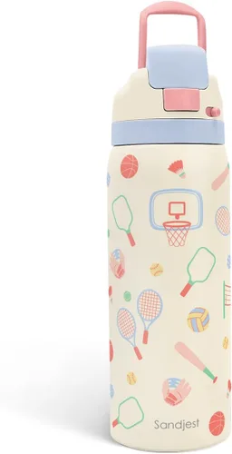 Vista 25 de Botella de agua aislada de acero inoxidable SANDJEST con pajita para deportes y viajes, la mejor tía de siempre, 946ml, regalos para mujeres, día