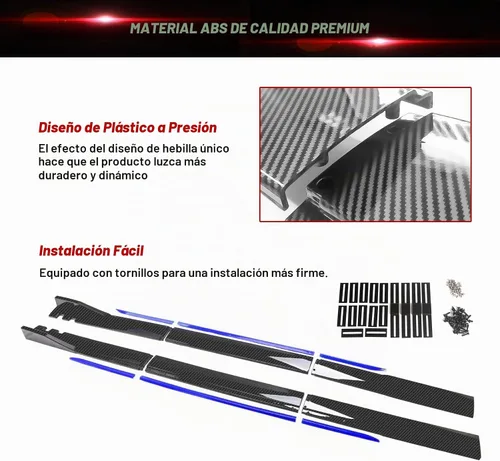 Vista 6 de Xotic Tech - Faldas laterales inferiores para automóvil, protector de panel basculante, divisor de alas, difusor de línea inferior, kit de cuerpo