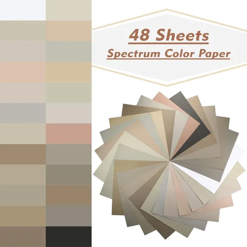 Vista 2 de Livholic 48 hojas de cartulina de tonos tierra en colores neutros grises de 120 g/m², 32 lb, papel para impresora de 12x12 pulgadas para álbumes