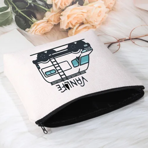Vista 3 de POFULL Bolsa de cosméticos Camper Life, regalo para viajeros, amantes de la naturaleza, regalo para amantes de la caravana, regalo para entusiastas
