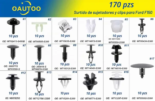 Vista 2 de 170pcs para Ford F150 Cuerpo Interior y Exterior Retenedor Sujetador Clip Surtido