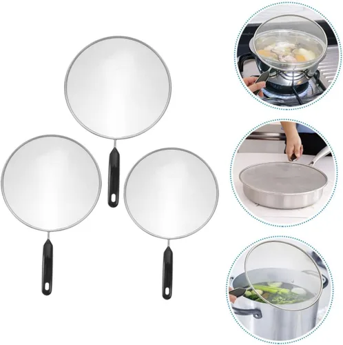 Vista 5 de 3 Pcs Stainless Steel Fine Mesh Splatter Screen for Cooking Pan