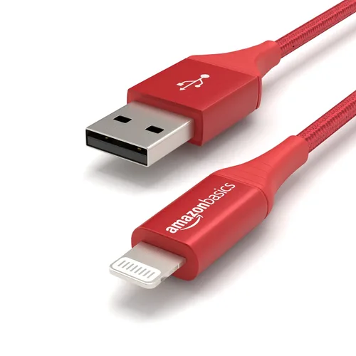 Vista 3 de Amazon Basics - Cable Lightning de nailon trenzado doble a USB, colección avanzada, cargador para iPhone certificado MFi