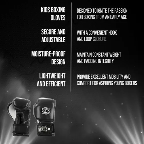 Vista 3 de CLETO REYES Guantes de boxeo profesionales para niños, niñas y niños, entrenamiento, sparring y perforación, MMA, kickboxing, Muay Thai, cuero