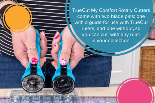 Vista 3 de TrueCut - Cortador giratorio recto – Cortador de ruedas ergonómico de 1.772 in para tela y manualidades – zurdo o diestro – Regla de guía y guía