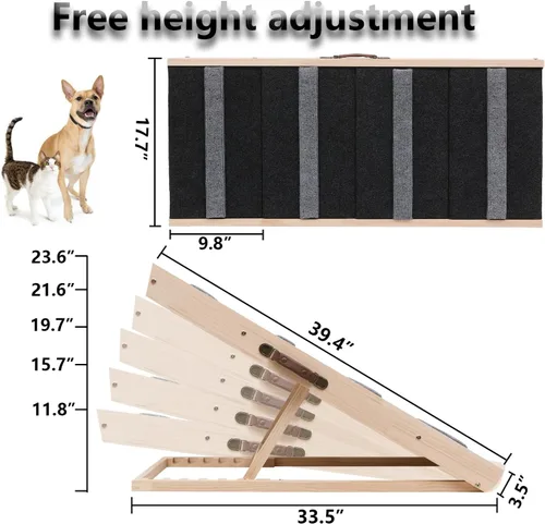 Vista 2 de Escalera para perros 2 en 1, escaleras plegables para mascotas, rampa portátil para perros pequeños y grandes con superficie antideslizante, rampa