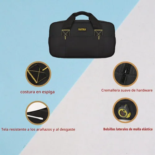 Vista 2 de FASTECH Bolsa de herramientas resistente de 14 pulgadas, bolsa de herramientas de boca ancha, bolsa organizadora de herramientas impermeable, bolsa