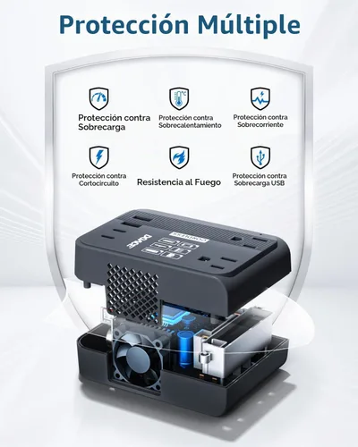 Vista 7 de DOACE - Convertidor de voltaje con adaptador de viaje, 350 W, 220 V a 110 V, color negro