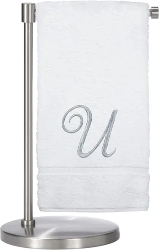 Vista 53 de Script R - Toalla de baño con monograma, regalo personalizado, 27 x 54 pulgadas, juego de 1 toalla bordada con texto dorado, 100% algodón turco Navy