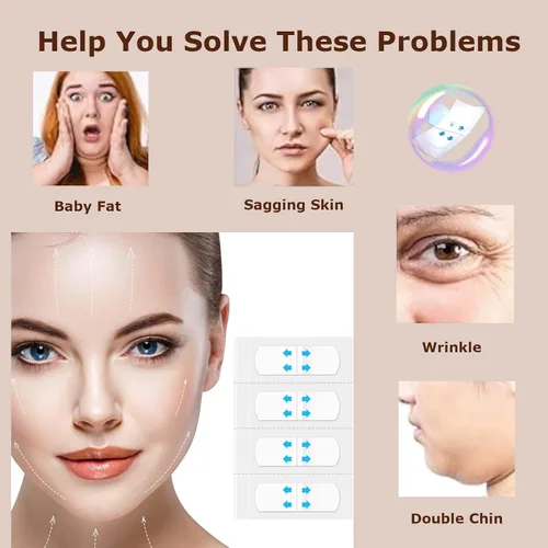 Vista 3 de Cinta de estiramiento facial invisible, 132 unidades, para doble barbilla, arrugas, levantamiento de piel flácida, cinta de levantamiento facial