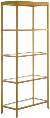 Vista 9 de Henn&Hart Mesa auxiliar cuadrada de 20 pulgadas de ancho en bronce ennegrecido, mesa para sala de estar, dormitorio Two-tiered glass shelves with