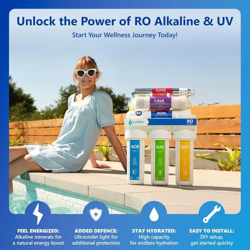 Vista 2 de EXPRESS WATER Sistema de filtración de agua por ósmosis inversa UV - Filtro de agua UV de 11 etapas con grifo y tanque - Filtro de agua debajo