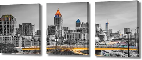 Vista 69 de TUMOVO Arte de pared en blanco y negro con paisaje urbano de Nueva York, decoración de pared de horizonte de Nueva York para sala de estar, puente