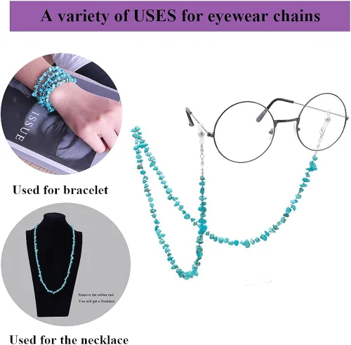 Vista 4 de KAI Top Cadena para gafas cadena para gafas de sol cadena para gafas de sol cadena de cuentas para máscara facial para mujer