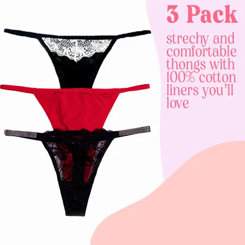 Vista 3 de #getknotty Ropa interior anudada - Tanga de tiras paquete de 3 XS