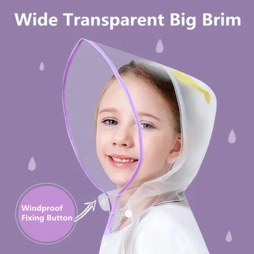 Vista 5 de Chubasqueros para niños y niñas, chaqueta de lluvia ligera, impermeable, poncho de lluvia reutilizable, ropa impermeable de 5 a 14 años