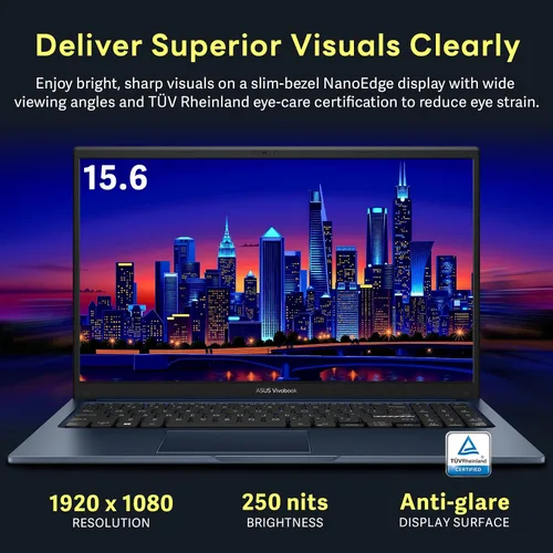 Vista 4 de ASUS Vivobook - Laptop empresarial FHD de 15.6 pulgadas, Intel Core 3 100U, 8 GB DDR5, almacenamiento de 1.12 TB