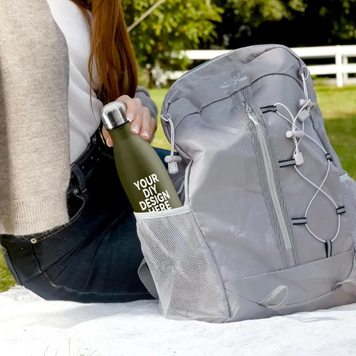 Vista 6 de Botella de agua personalizada de 17 onzas, botella de agua al vacío de doble pared aislada de acero inoxidable, tazas a prueba de fugas para Verde