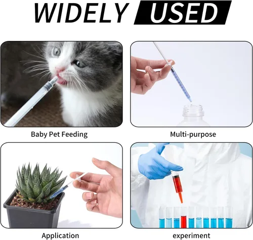 Vista 4 de Paquete de 20 jeringas de 1ml con tapa para líquido, jeringas pequeñas de plástico de 1cc con cubierta para mascotas orales, laboratorios