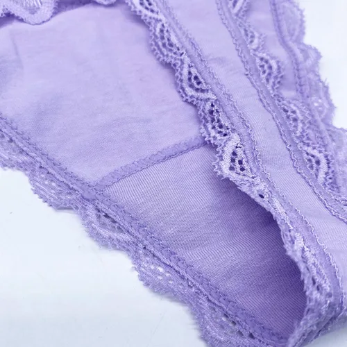 Vista 6 de Paquete de 6 tangas de encaje de cintura alta para mujer, ropa interior de algodón de talla grande, estilo retro, control de abdomen, tangas