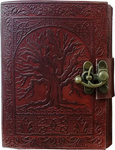 Vista 6 de Árbol de la vida celta de cuero, libro de las sombras, libro Wicca de hechizos en blanco