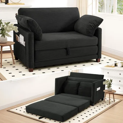 Vista 18 de Myroyalsit - Sofá cama convertible de 51 pulgadas, sofá cama plegable 2 en 1, sofá biplaza para espacios pequeños, con 2 cojines, para apartamento