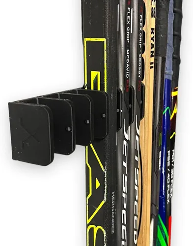 Vista 3 de Soporte de pared para palos de hockey de 10 palos, organizador de palos de hockey sobre hielo, para personas mayores, organizador de palos de hockey