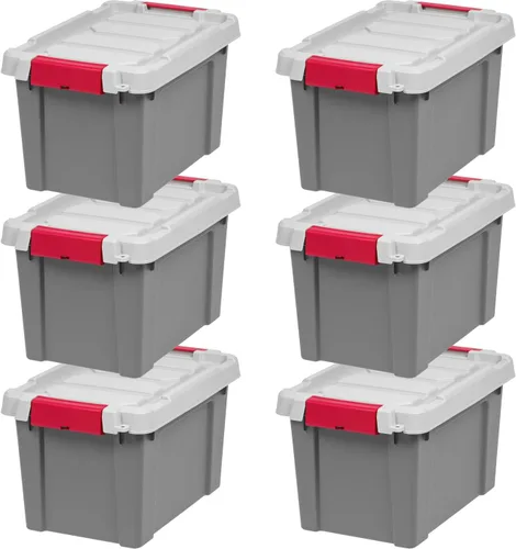 Vista 17 de IRIS USA - Contenedores de almacenamiento con tapa de 3 galones con candado, paquete de 5 - Fabricados en EE. UU., contenedores resistentes