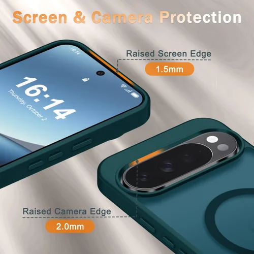 Vista 37 de Funda para Google Pixel 10 Pro XL, cubierta magnética mate, color negro Fit for MagSafe, Screen Protector included, Shockproof Military Grade